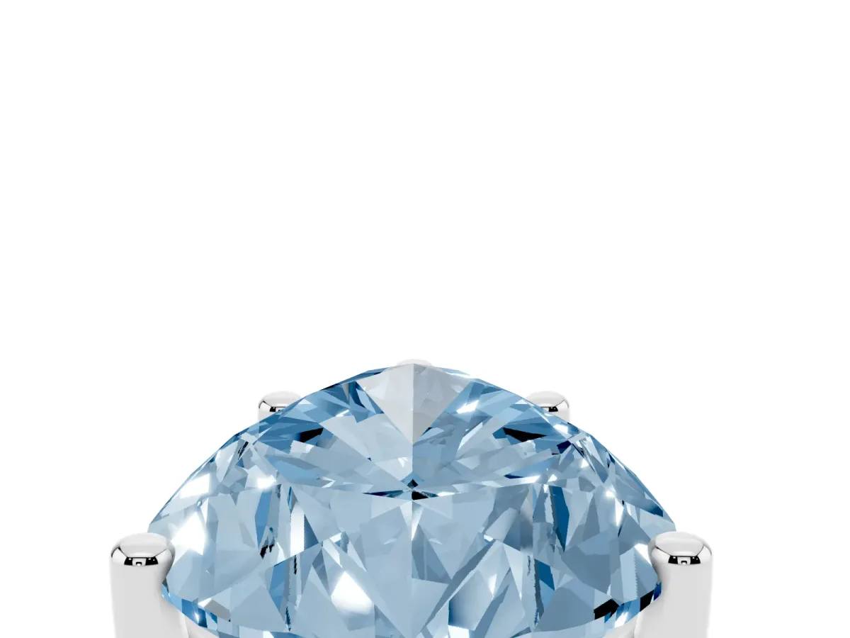 Fancy Blue Pear Cut Cut Diamond Solitaire Engagement Ring with Tapered Plain Band and Four-Prong Setting Silver
