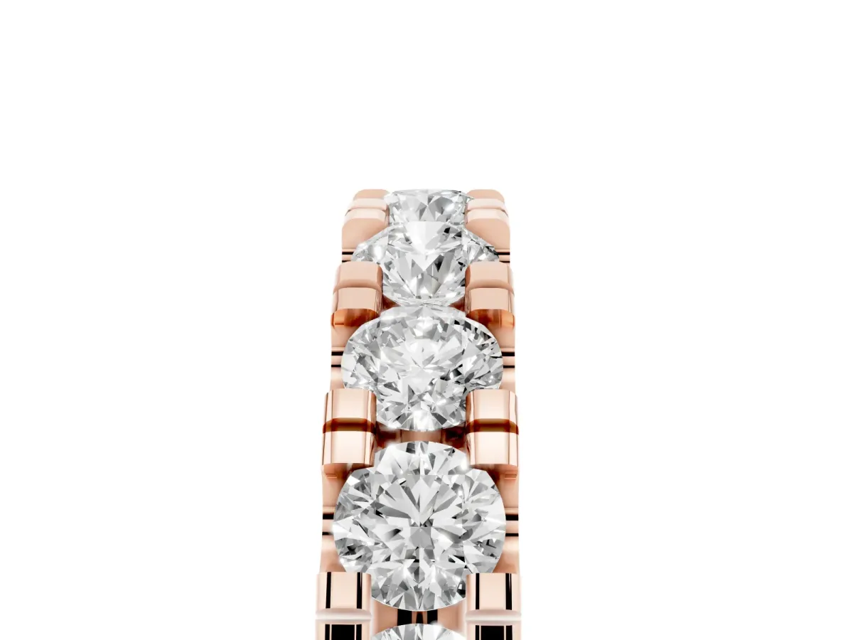 Round Diamond Full Eternity Band with U-Prong Setting Rose gold