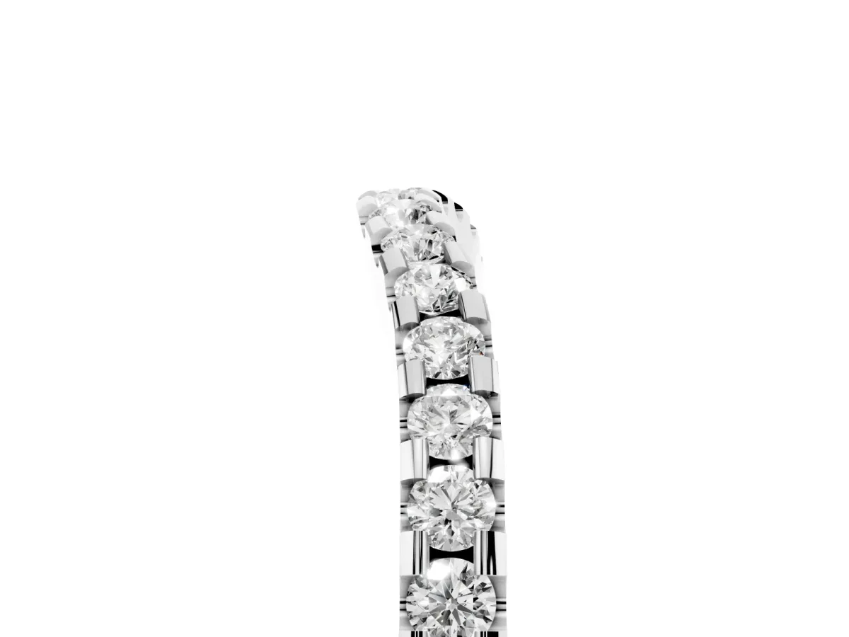 Pavé Round Diamond Curved Wedding Band Platinum