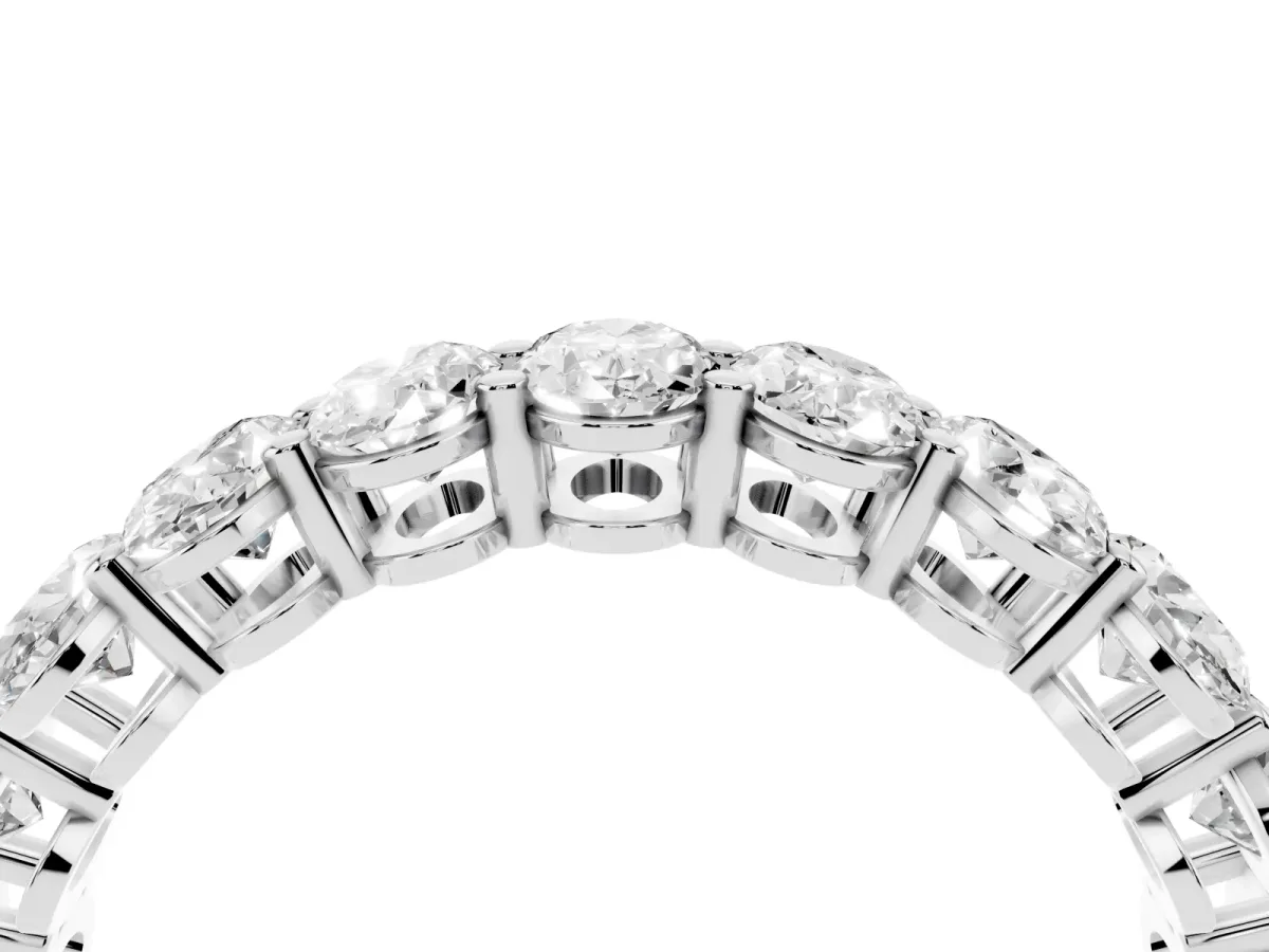 Oval Cut Diamond Eternity Band with Shared Prong Setting Silver