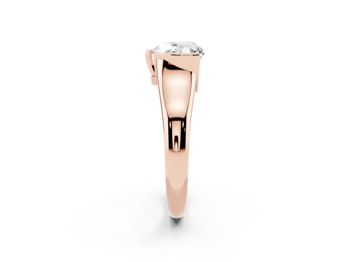 Heart Cut Solitaire Tension Set Diamond Ring with Split Shank Band Rose gold