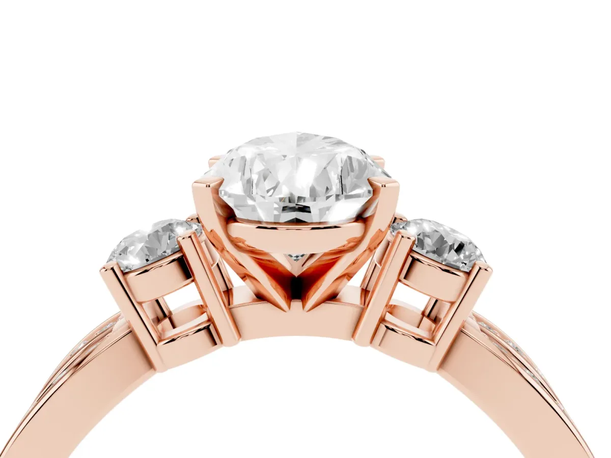 Three-Stone Pear Cut Cut Diamond Twist Band with Prong Setting Rose gold