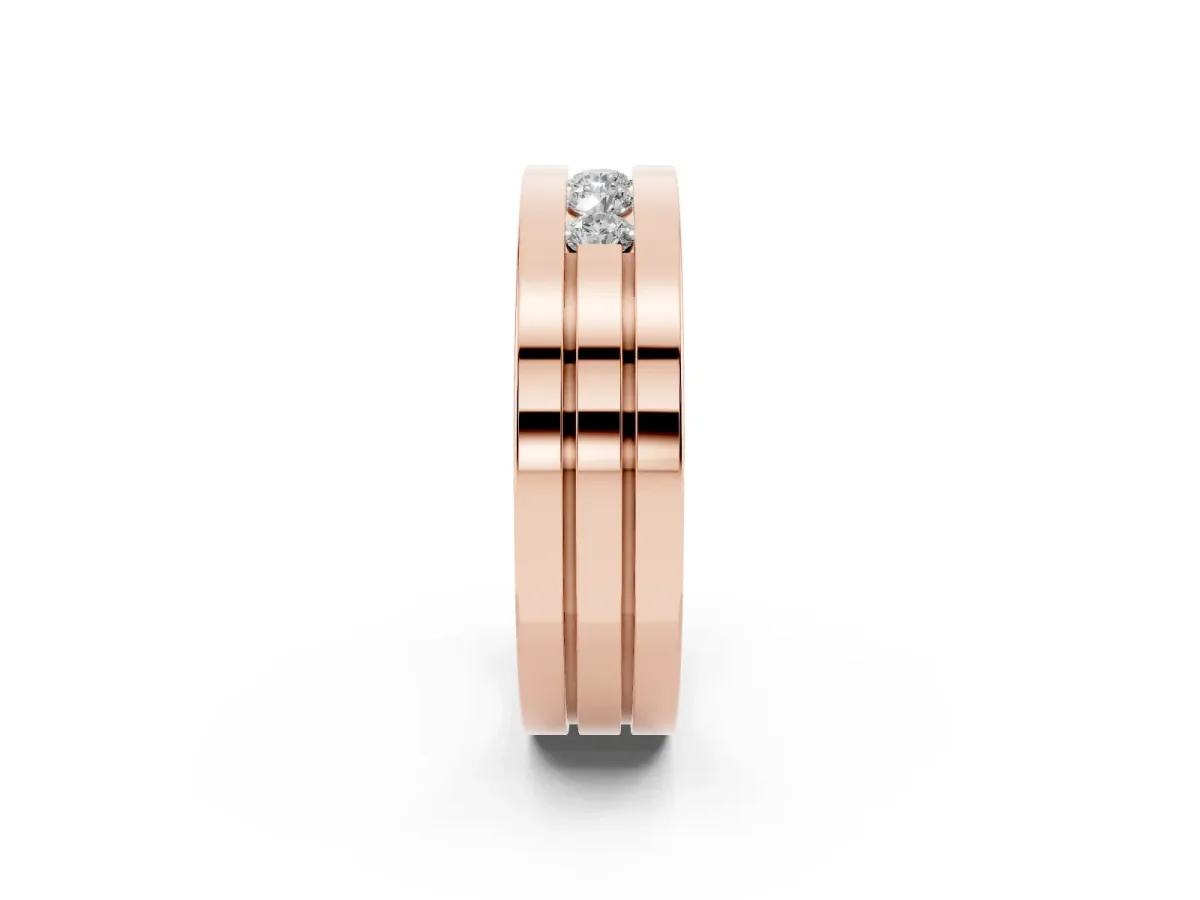 Round Diamond Five-Stone Channel Set Mens Band Rose gold