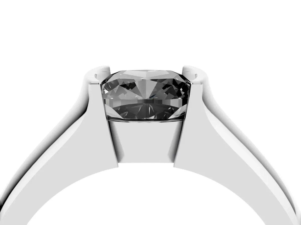 Fancy Black Cushion Cut Solitaire Bezel Set Diamond Ring with Wide Band Platinum