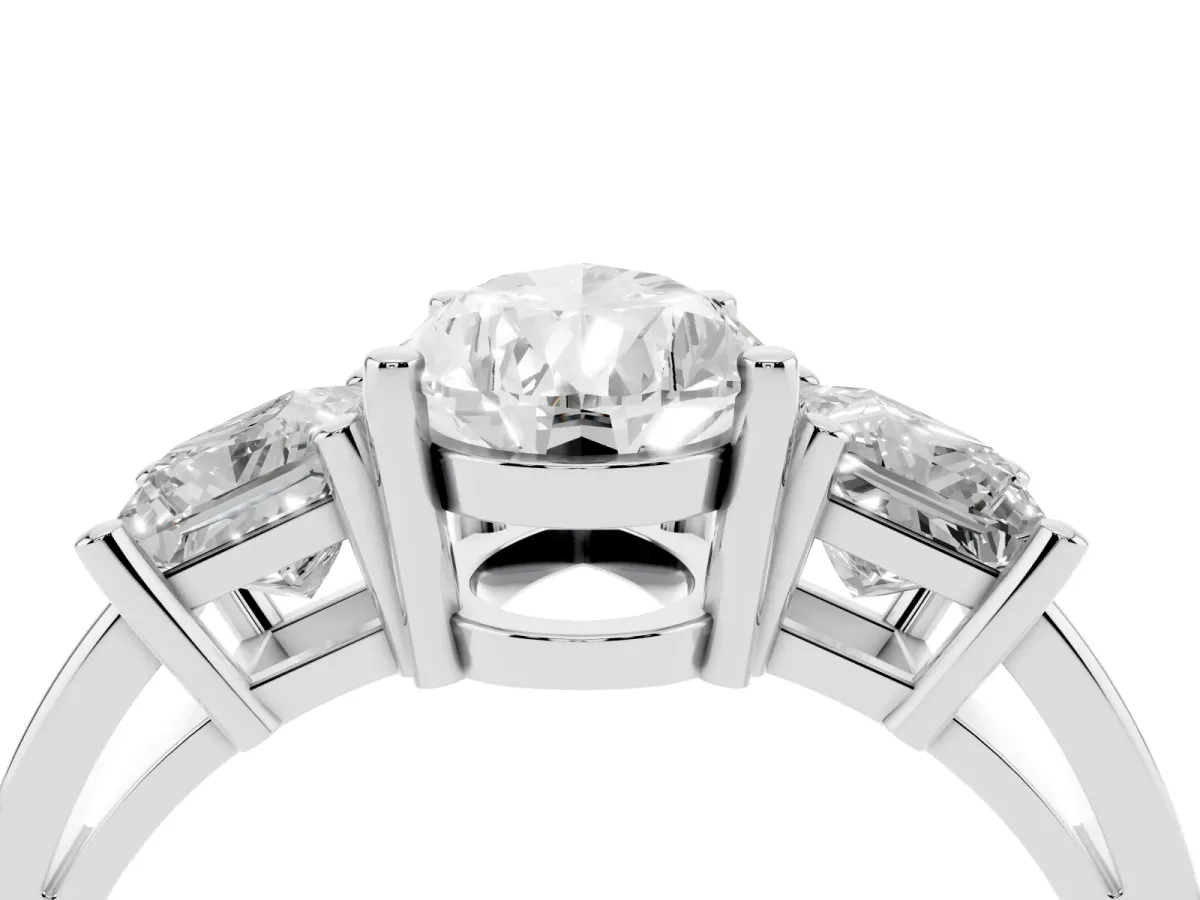 Three-Stone Pear Cut Cut Solitaire Ring with Prong Setting Platinum
