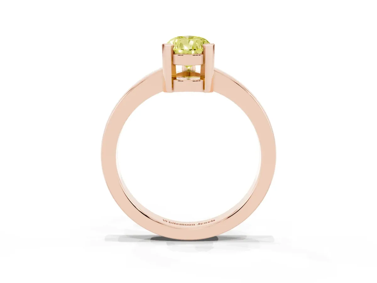 Fancy Yellow Pear Cut Cut Solitaire Ring with Four-Prong Setting and Classic Band Rose gold