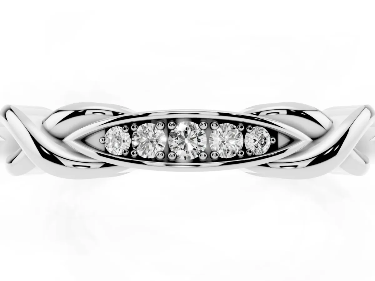 Twisted Marquise Diamond Pavé Band with Shared Prong Setting Silver