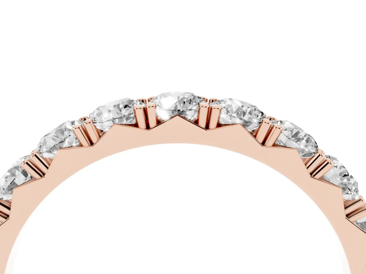 Round Diamond Eternity Band with Pavé Setting and Shared Prong Rose gold