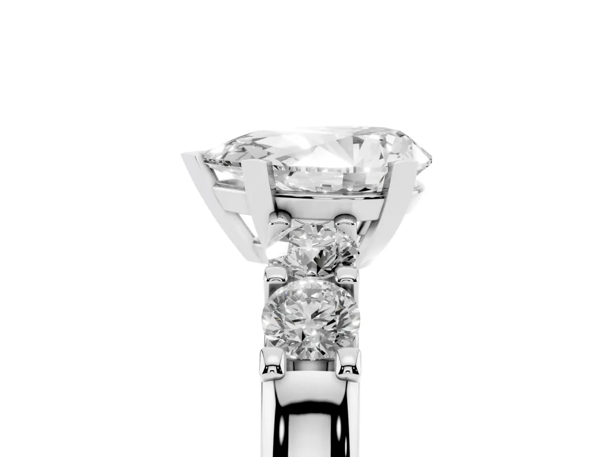 Pear Cut Brilliant Cut Diamond Five-Stone Prong Set Engagement Ring with Channel Band Silver
