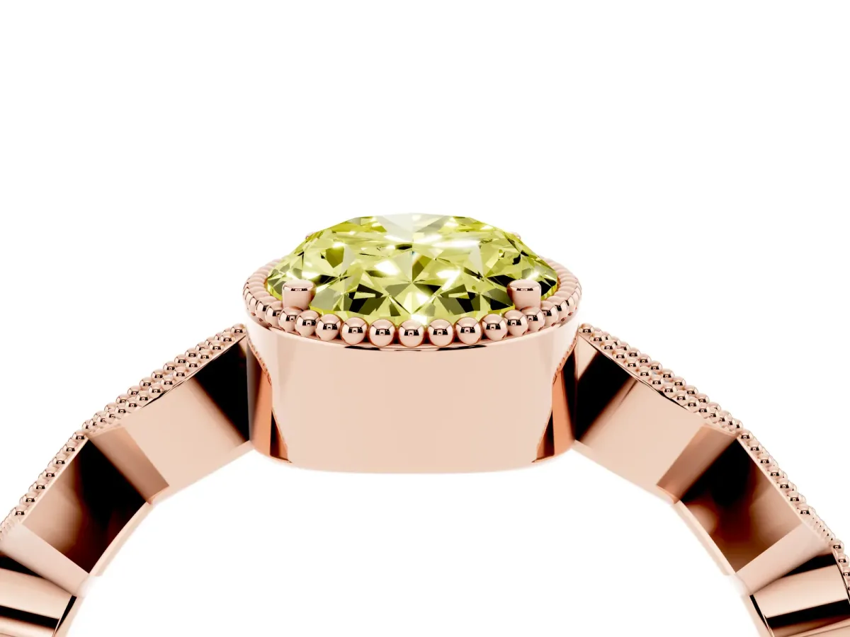 Fancy Yellow Oval Cut Milgrain Marquise Diamond Twist Band Ring Rose gold