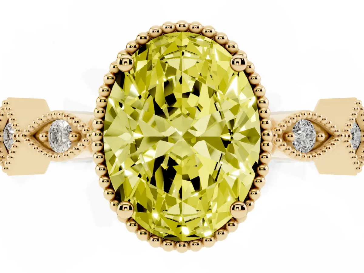 Fancy Yellow Oval Cut Milgrain Marquise Diamond Twist Band Ring Yellow gold