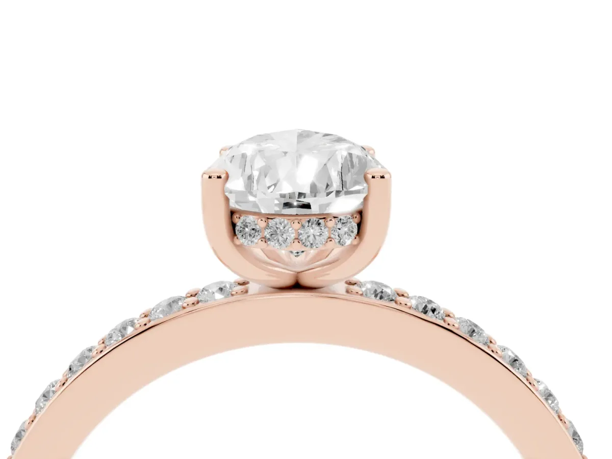 Pear Cut Cut Diamond Pavé Band Ring with Four-Prong Setting Rose gold