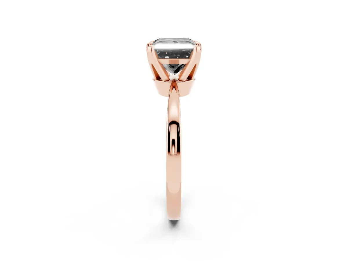 Fancy Black Princess Cut Solitaire Engagement Ring with Six-Prong Setting and Tapered Band Rose gold
