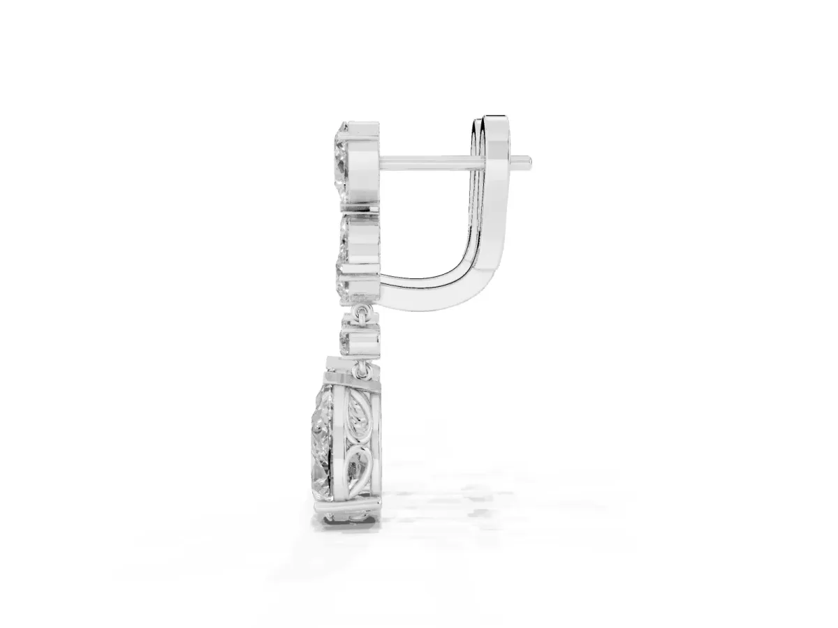Pear, Marquise and Round Diamond Vancouver Drop Earrings Silver