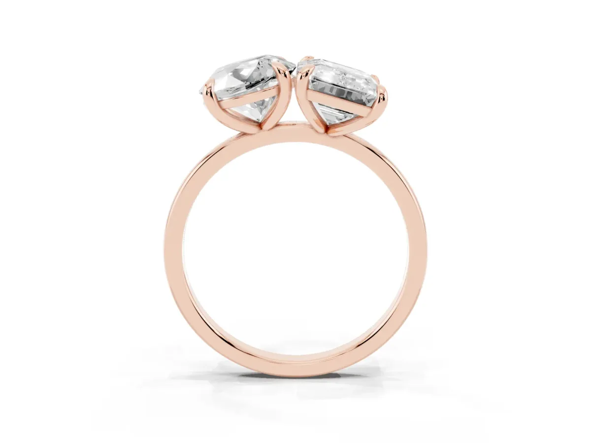 Round and Radiant Toi Moi Ring with Prong Setting and Plain Band Rose gold