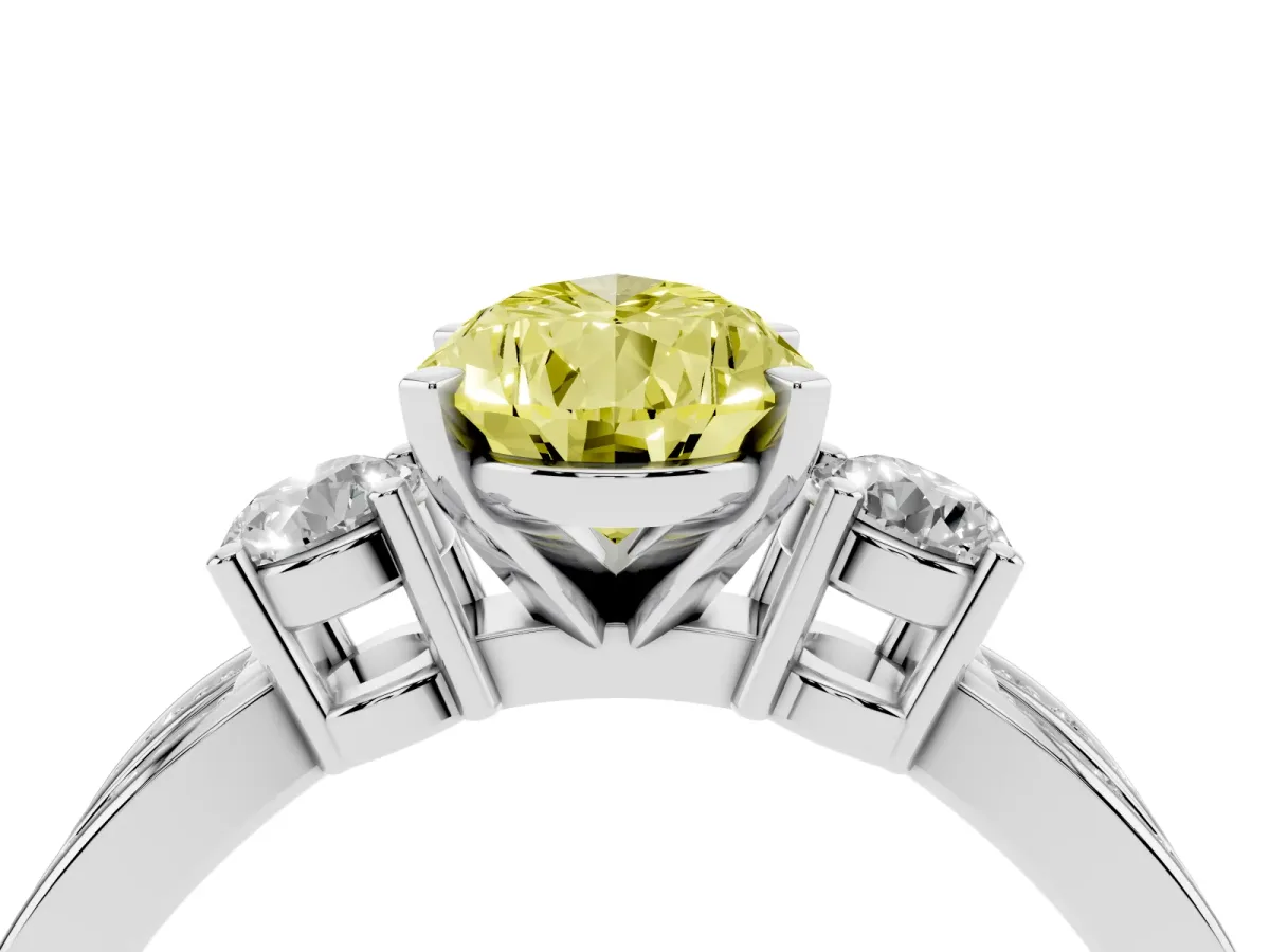 Fancy Yellow Three-Stone Pear Cut Cut Diamond Twist Band with Prong Setting Platinum