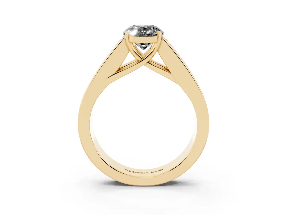 Fancy Black Oval Cut Cut Channel Set Solitaire Ring with Four-Prong Setting Yellow gold