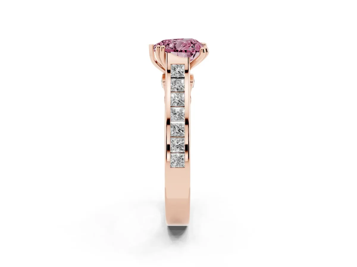 Fancy Pink Heart Cut Cut Channel Set Solitaire Engagement Ring with Prong Setting Rose gold