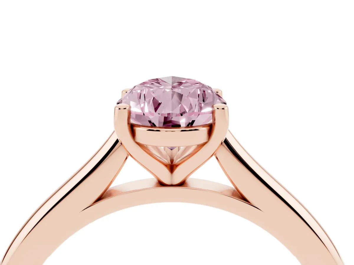 Fancy Pink Pear Cut Cut Solitaire Ring with Cathedral Band and Four-Prong Setting Rose gold