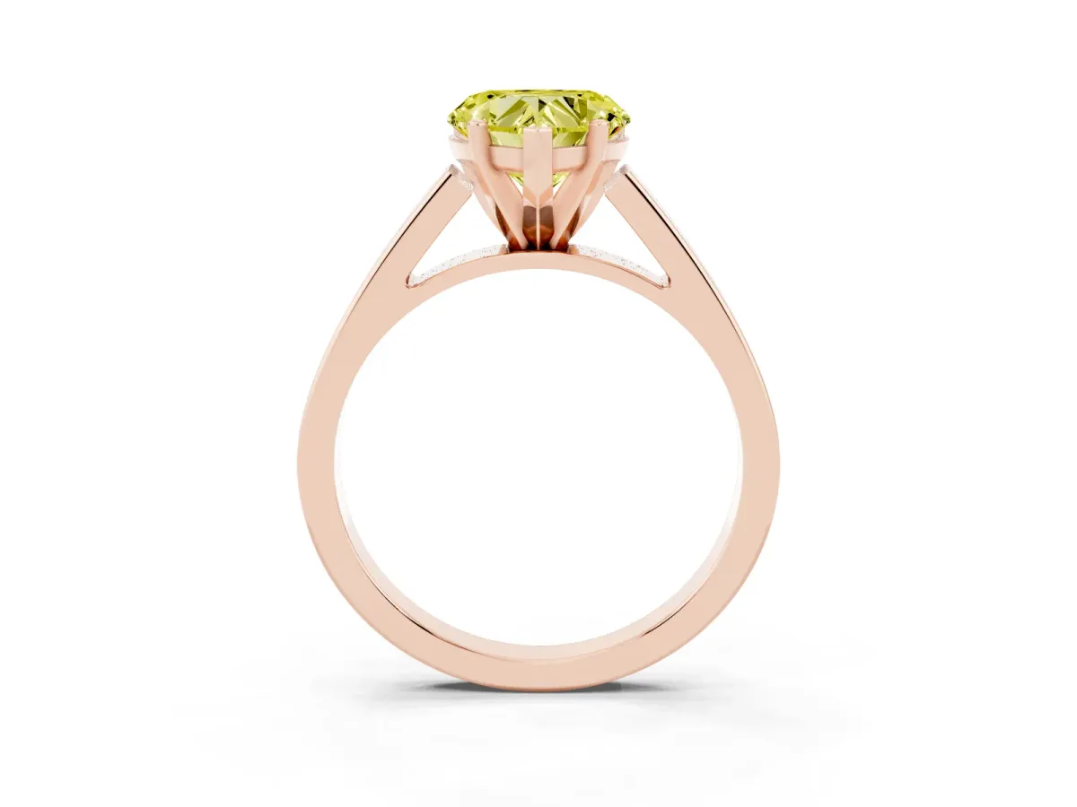 Fancy Yellow Heart Cut Solitaire Engagement Ring with Four-Prong Setting and Tapered Band Rose gold