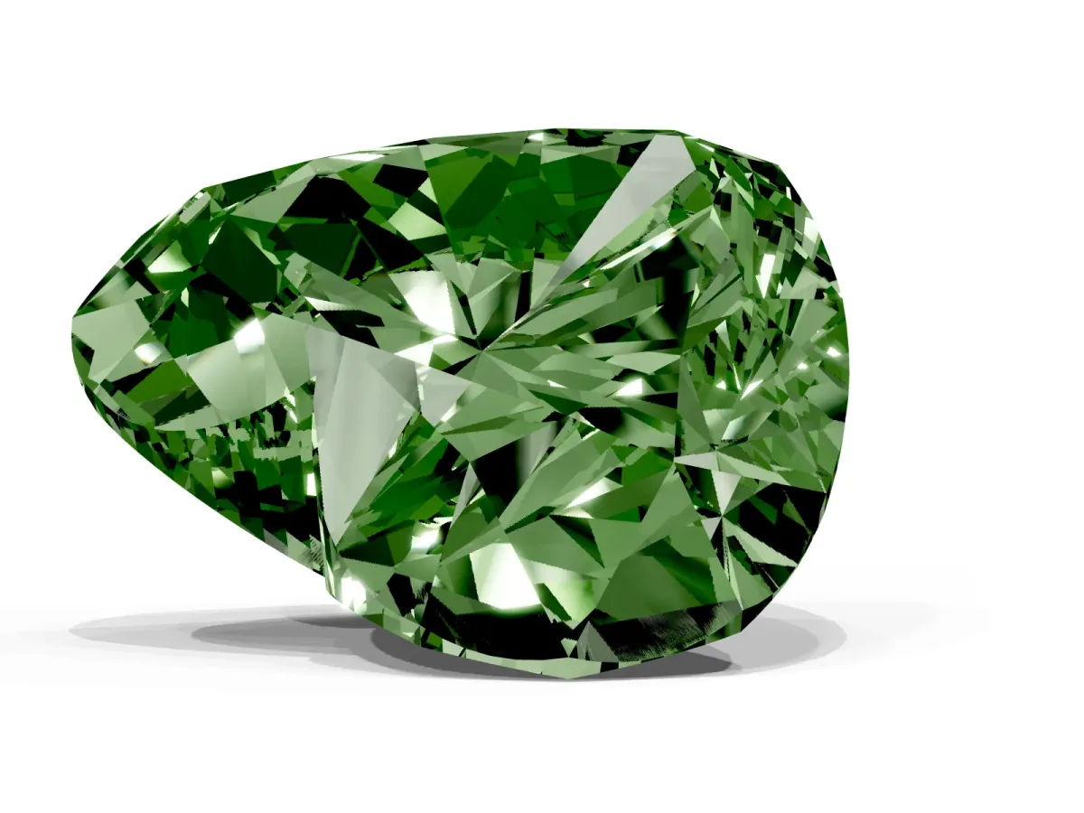 Fancy Green Heart Cut Diamond Ring with Marquise Side Stones and Prong Setting Platinum