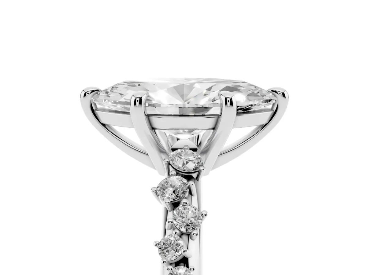 Marquise Cut Cut Diamond Vine Band with Four-Prong Setting Silver