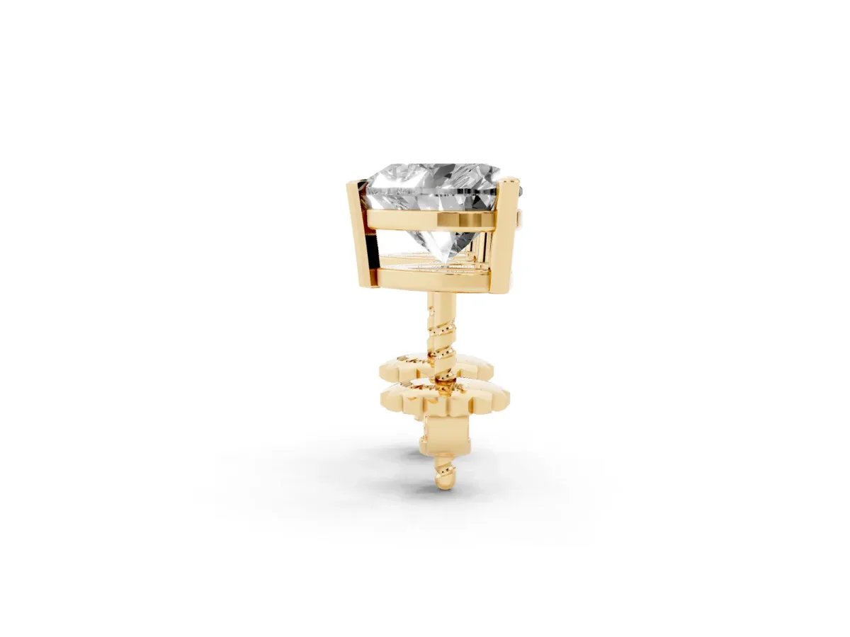 Heart Cut Diamond Stud Earrings Yellow gold