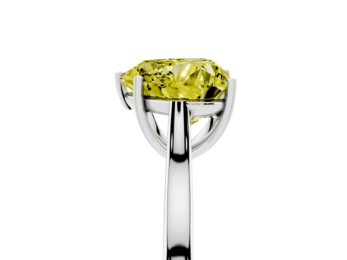 Fancy Yellow Heart Cut Solitaire Heart Prong Engagement Ring with Tapered Band Platinum