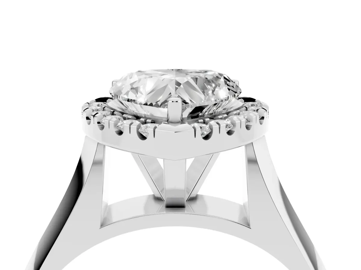 Heart Cut Cut Halo Solitaire Engagement Ring with Square Band and Four-Prong Setting Platinum