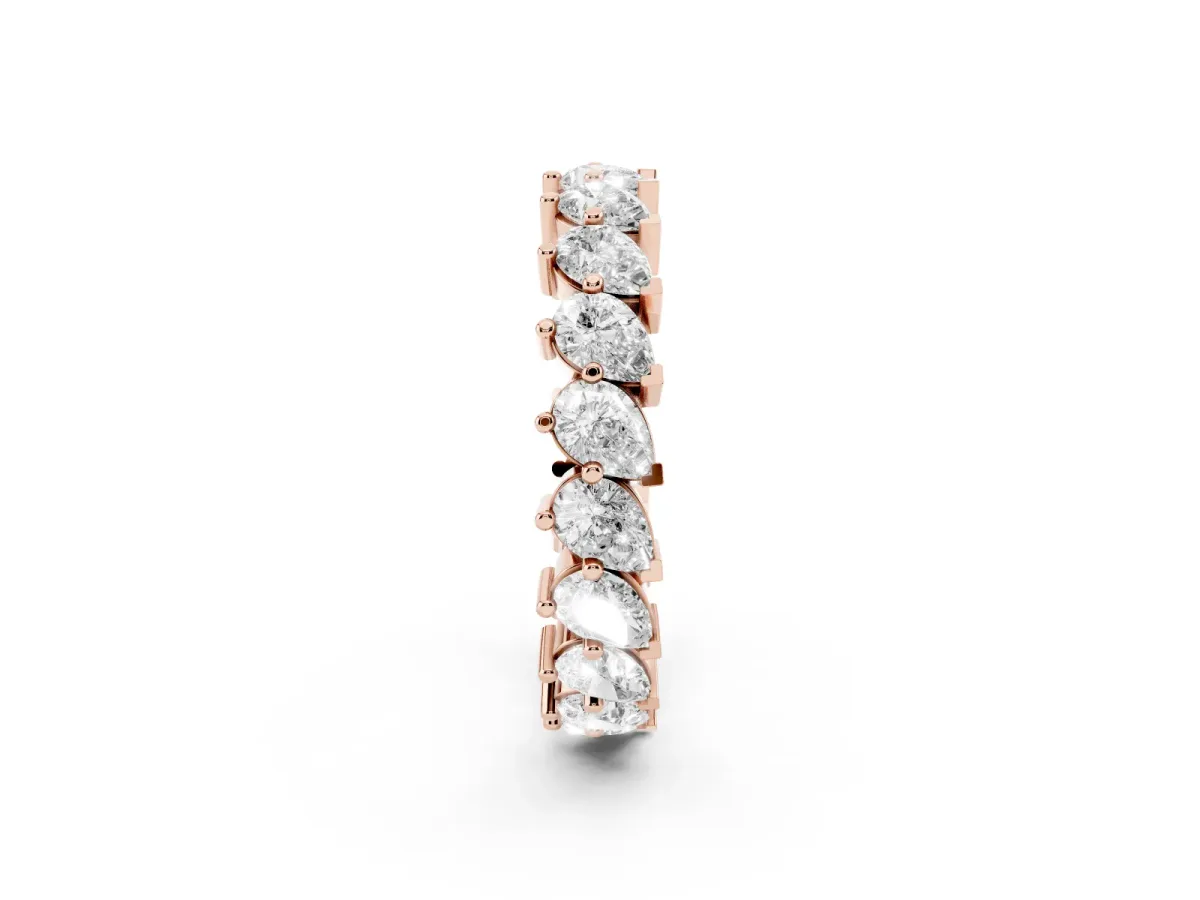 Pear Diamond Full Eternity Band with Shared Prong Setting Rose gold