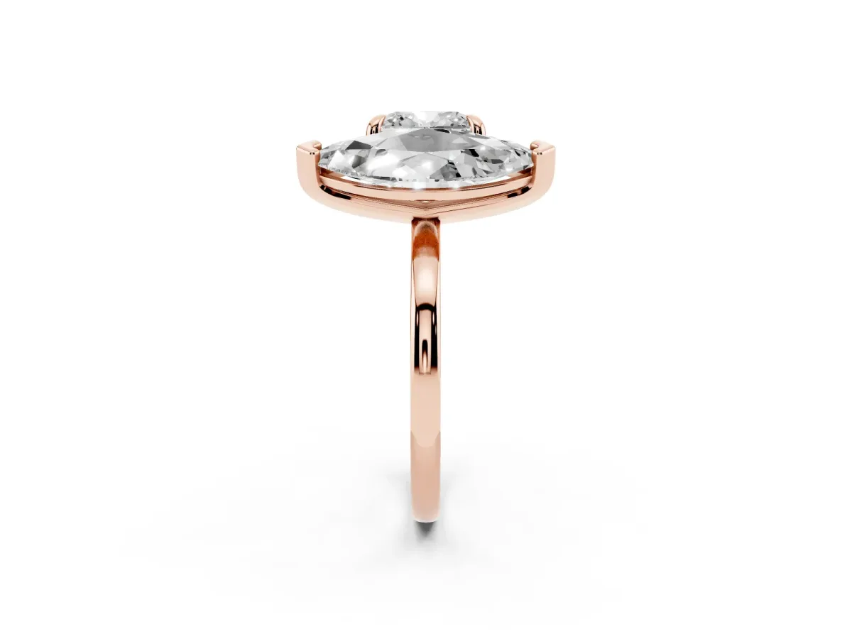 Cushion and Marquise Toi Moi Ring with Prong Setting and Plain Band Rose gold