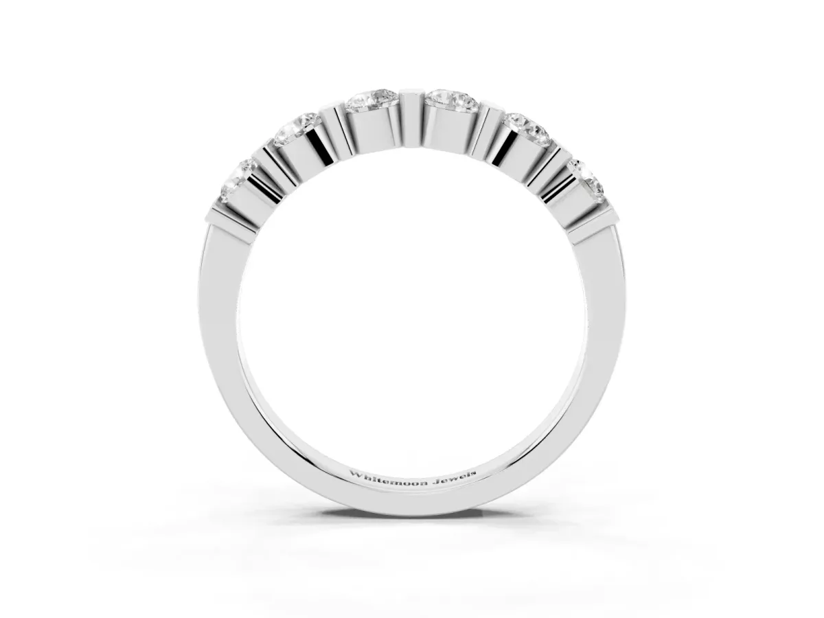 Channel Set Round Diamond Half Eternity Band Silver