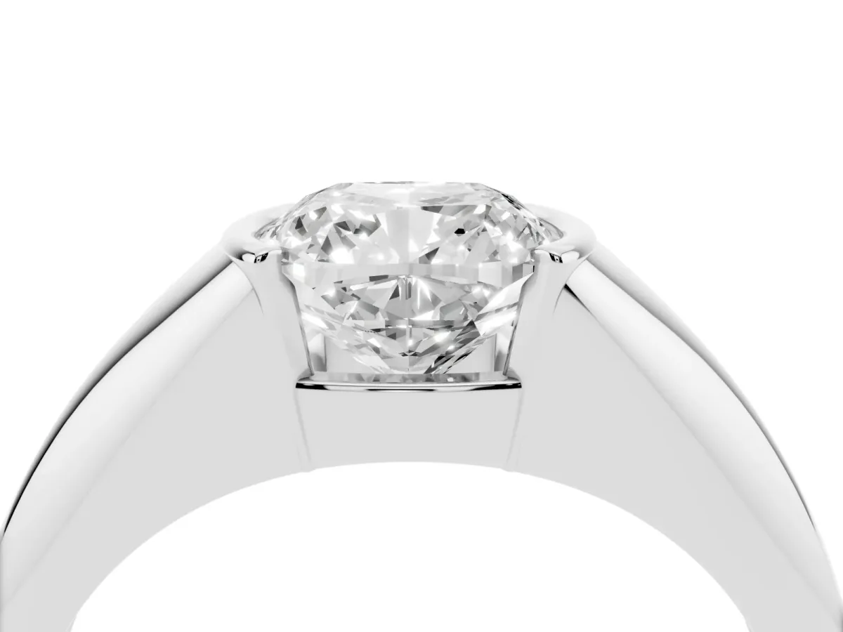 Cushion Cut Solitaire Tension Set Diamond Ring White gold