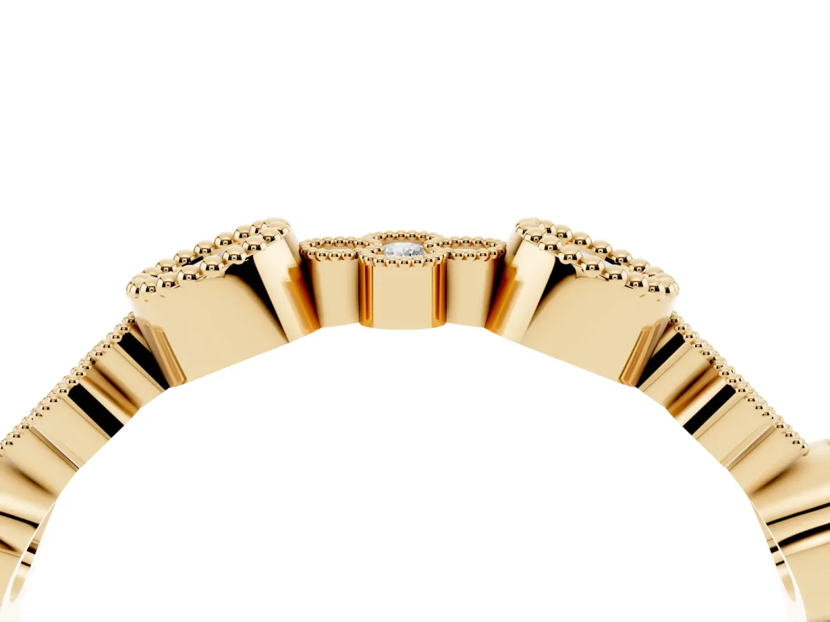 Milgrain Bezel Set Round Diamond Cluster Eternity Band Yellow gold