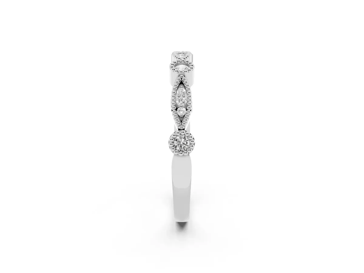 Milgrain Bezel and Marquise Diamond Band White gold