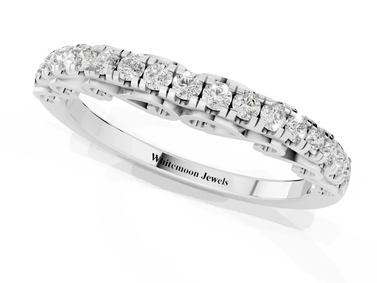 Round Cut Diamond Prong Set Eternity Band Silver