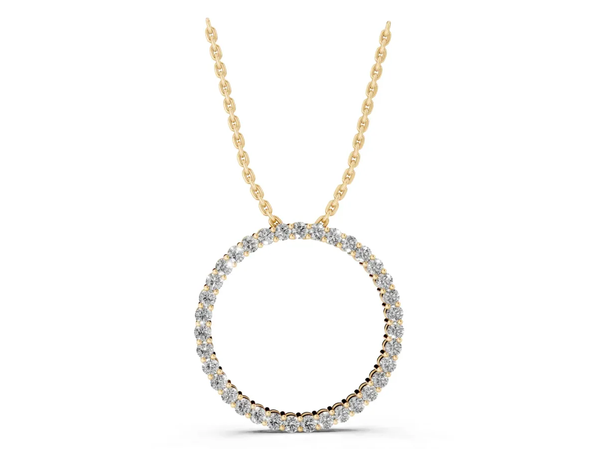 Round Diamond Eternity Pendant with Prong Setting Yellow gold