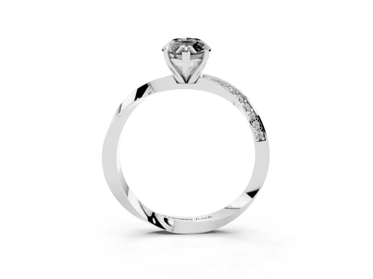 Fancy Black Marquise Cut Diamond Engagement Ring with Side Stone Accents and Four-Prong Setting Platinum