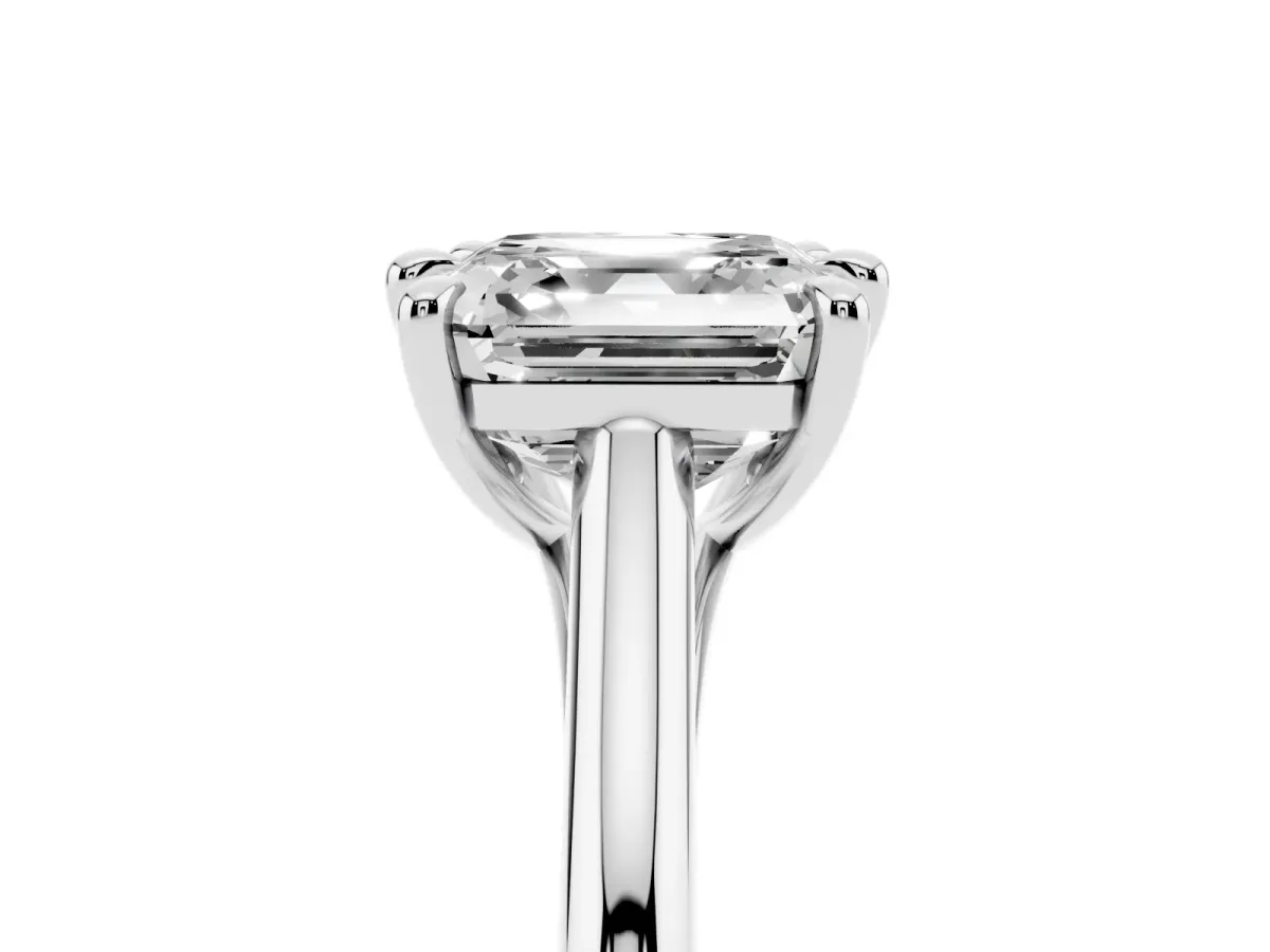Asscher Cut Solitaire Engagement Ring with Six-Prong Setting and Classic Band Silver