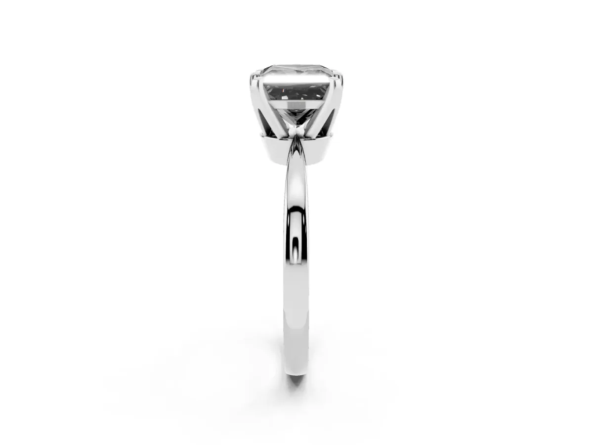 Fancy Black Princess Cut Solitaire Engagement Ring with Six-Prong Setting and Tapered Band Platinum