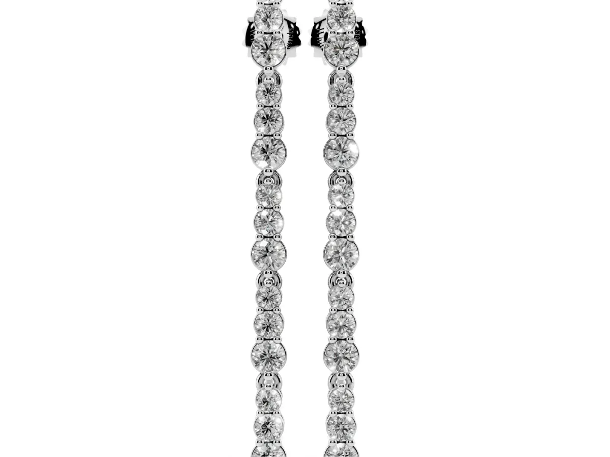 Round Diamond Graduated Dangle Earrings Platinum