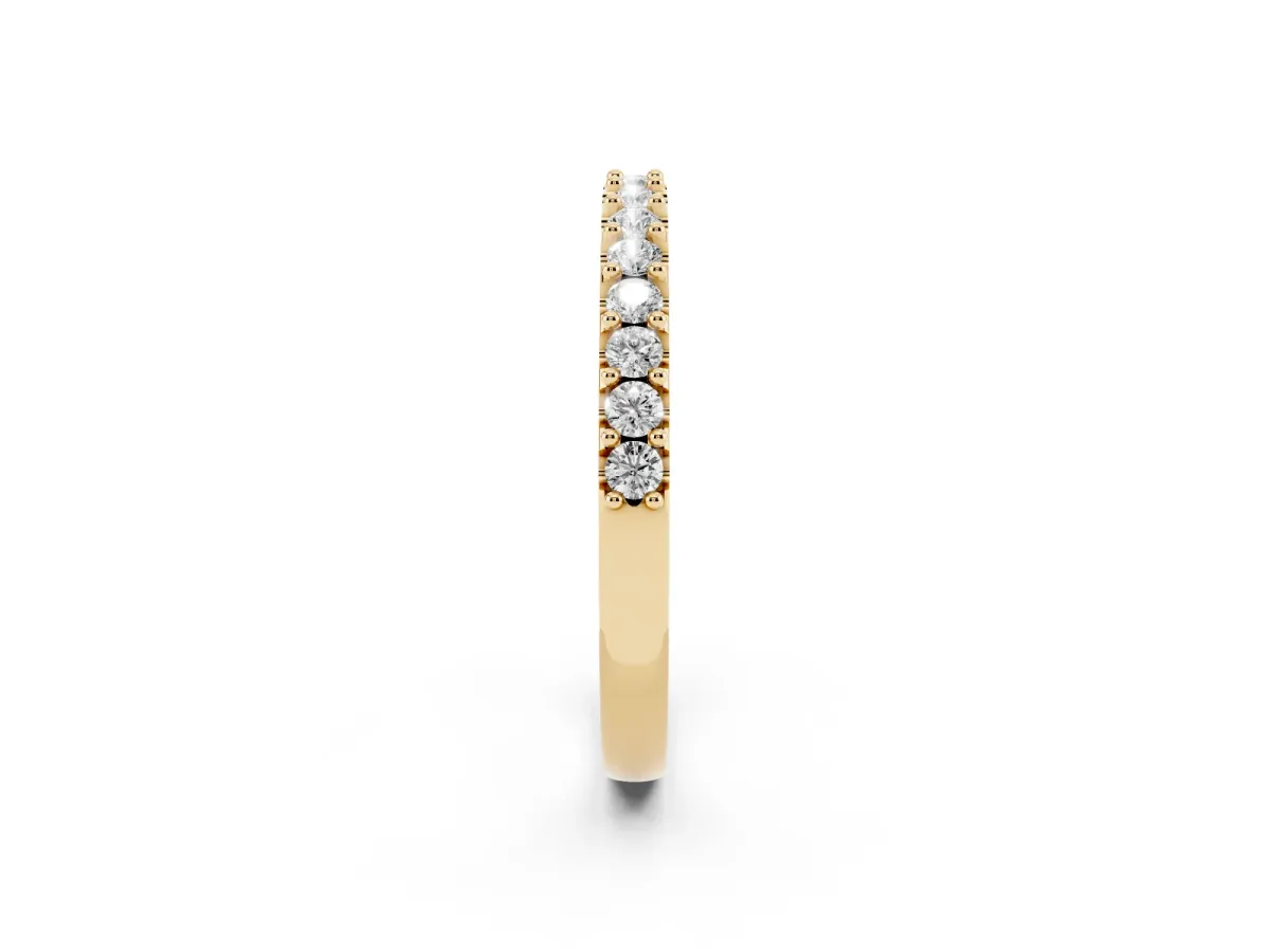 Round Diamond Pavé Set Half Eternity Band Yellow gold
