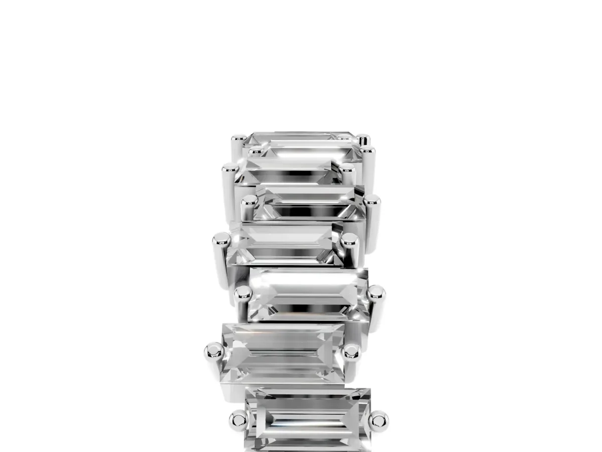 Baguette Diamond Half Eternity Ring with Prong Setting Platinum