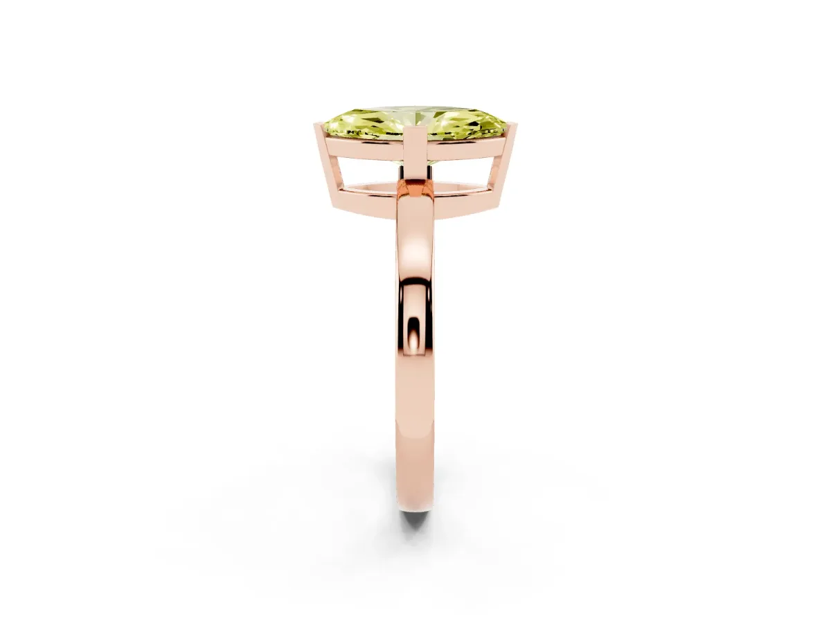 Fancy Yellow Marquise Cut Cut Solitaire Ring with Four-Prong Setting and Classic Band Rose gold