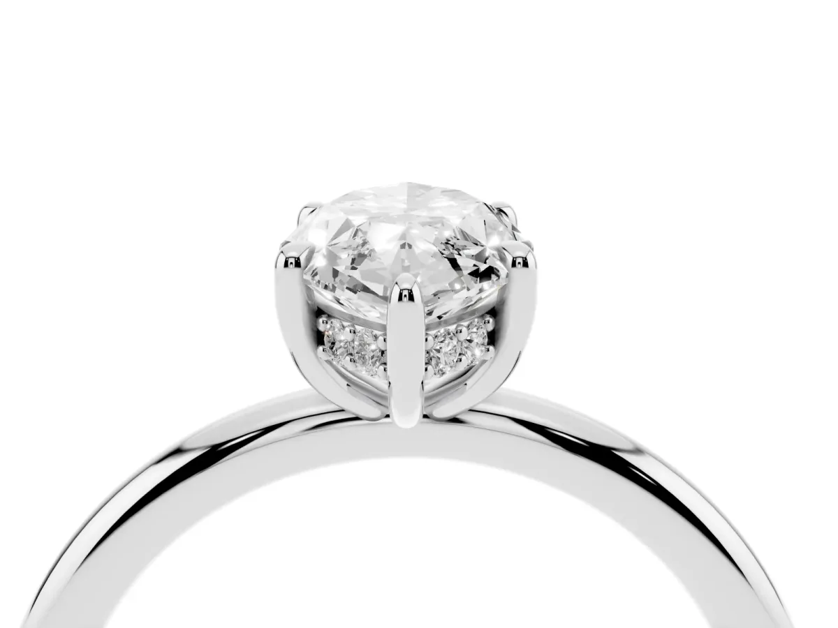 Marquise Cut Diamond Solitaire Ring with Thin Band and Four-Prong Setting Silver
