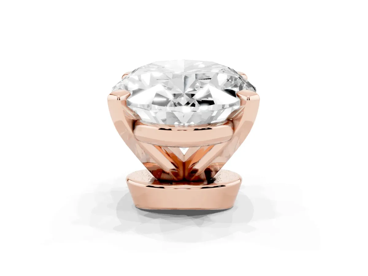 Oval Cut Diamond Solitaire Ring with Prong Setting and Classic Band Rose gold