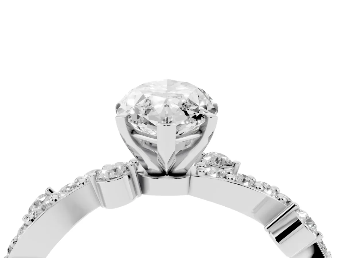 Marquise Cut Cut Solitaire Diamond Twisted Band with Pave Setting Platinum