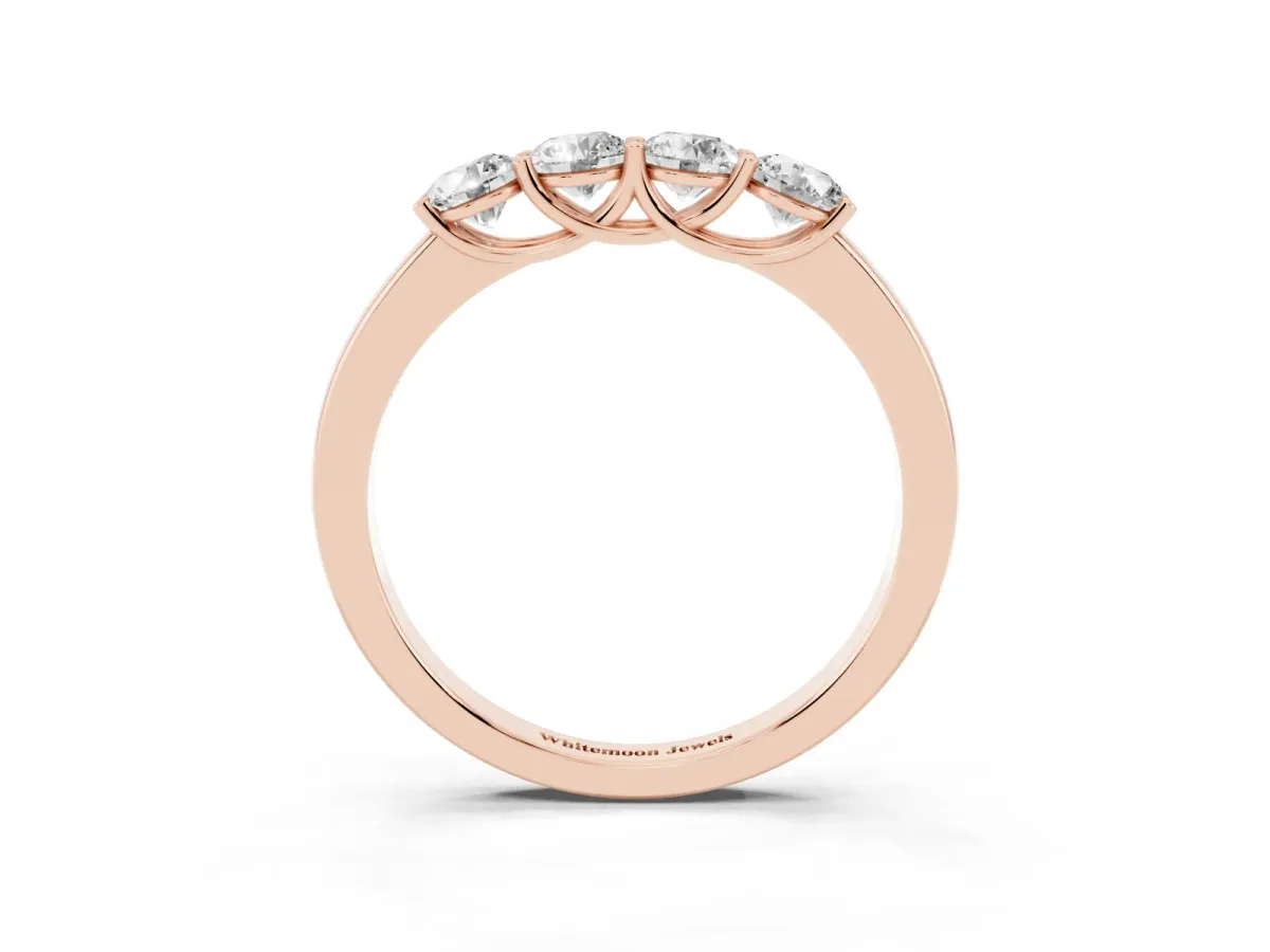 Four-Stone Round Diamond Prong-Set Band Rose gold
