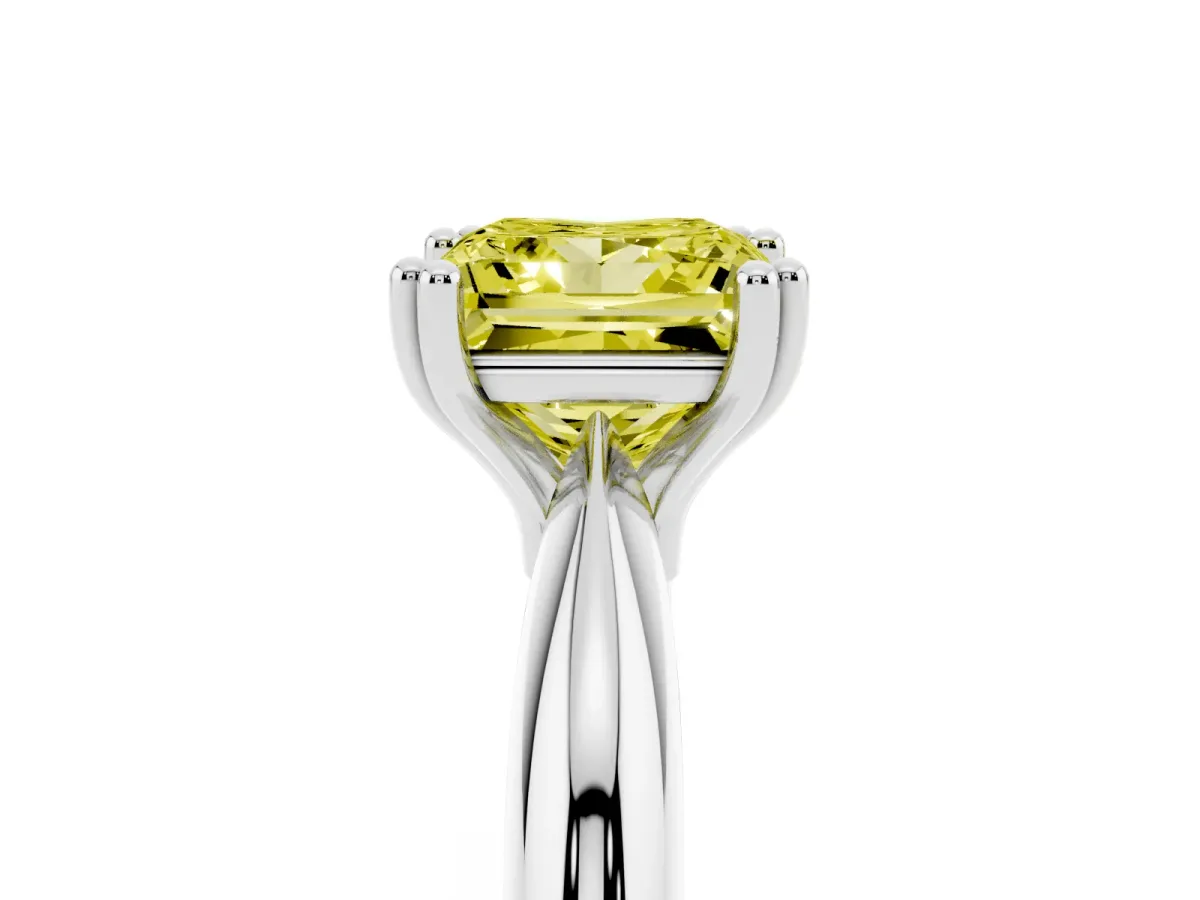 Fancy Yellow Princess Cut Cut Solitaire Engagement Ring with Tapered Band and Four-Prong Setting Platinum