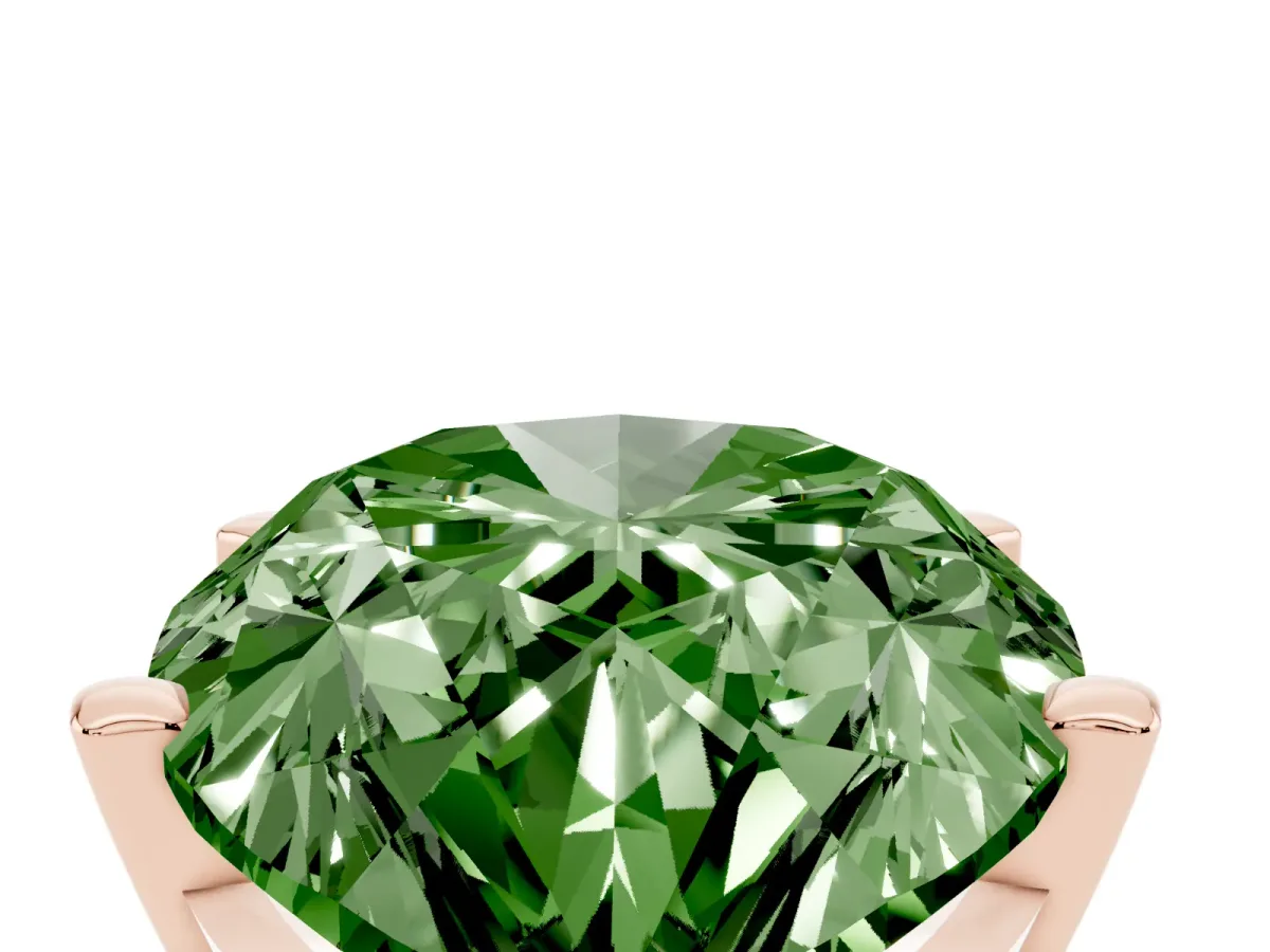Fancy Green Pear Cut Diamond Solitaire Ring with Prong Setting and Classic Band Rose gold